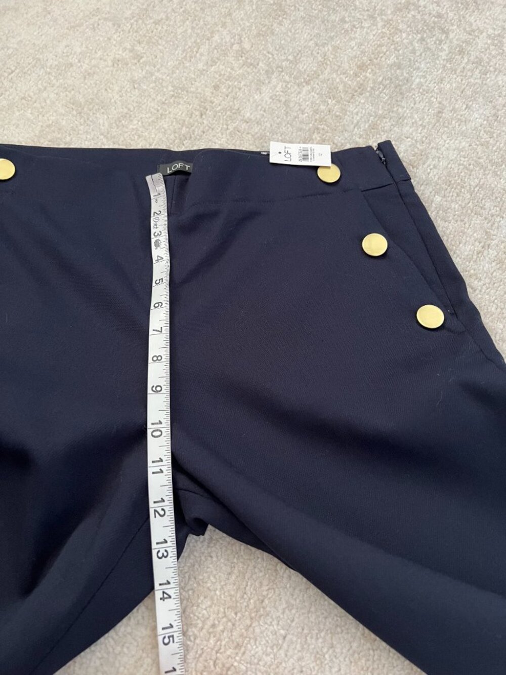 NWT LOFT High Rise Wide Leg Trousers Pants 12 Blue - Picture 7 of 10